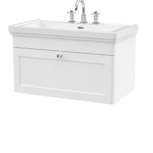 Nuie 800mm Wall Hung 1-Drawer Vanity & Basin 3TH CLC196B