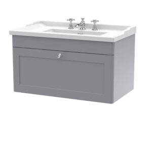 Nuie 800mm Wall Hung 1 Drawer Vanity & Basin 3TH CLC296G