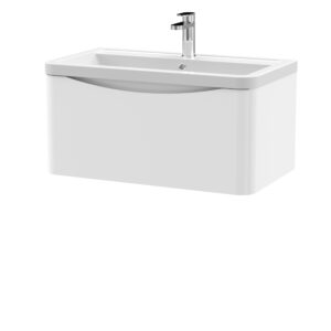 Nuie 800mm Wall Hung 1 Drawer Vanity & Ceramic Basin LUN106A
