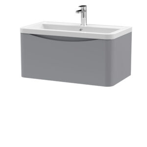 Nuie 800mm Wall Hung 1 Drawer Vanity & Ceramic Basin LUN206A