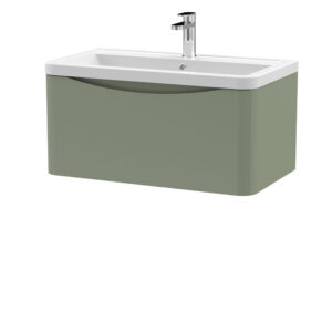 Nuie 800mm Wall Hung 1 Drawer Vanity & Ceramic Basin LUN806A