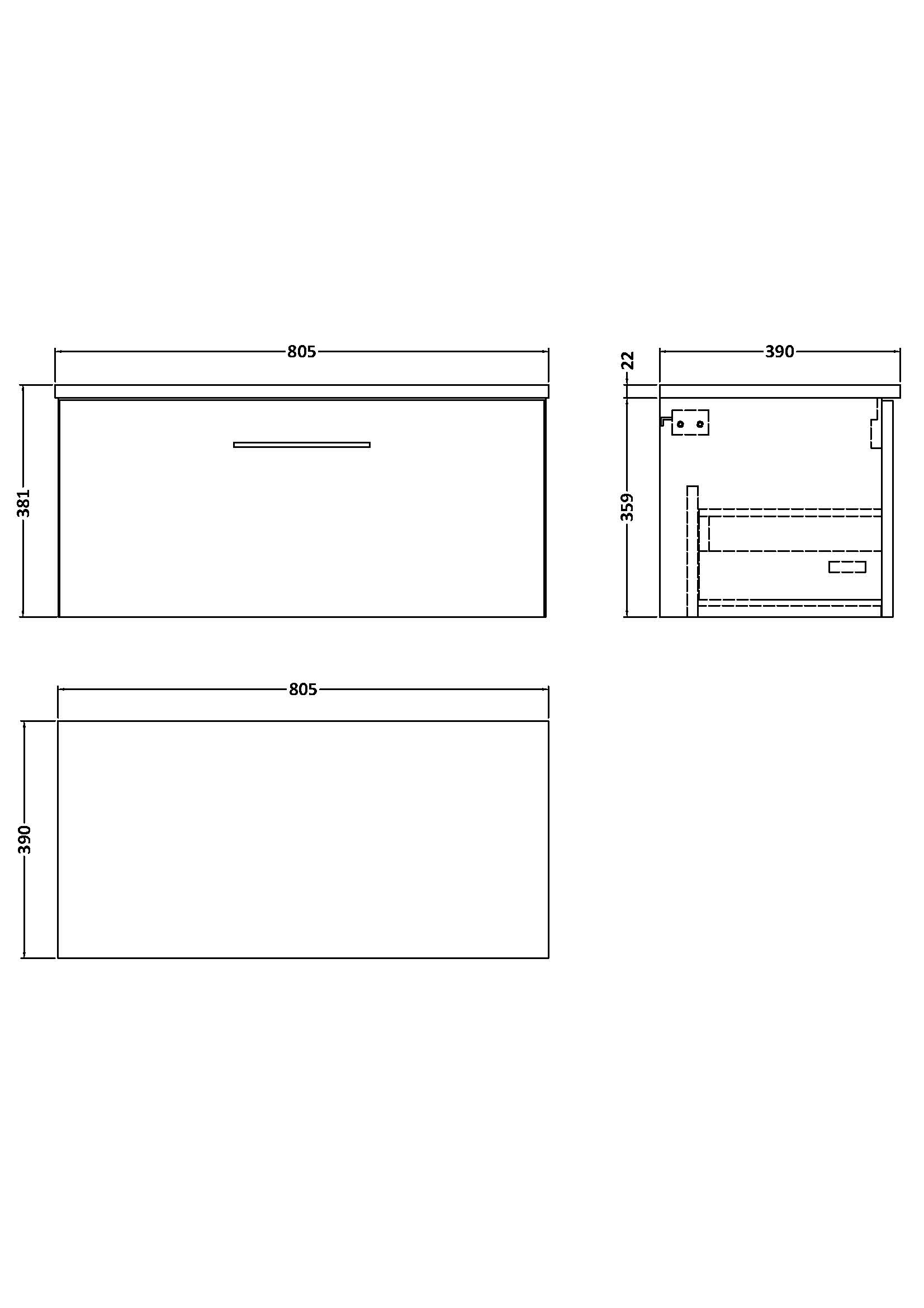 Nuie 800mm Wall Hung 1 Drawer Vanity & Laminate Top ARN2525LSW - Image 2