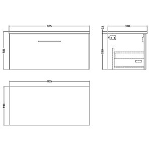 Nuie-800mm-Wall-Hung-1-Drawer-Vanity-Laminate-Worktop-ARN825LCM-3