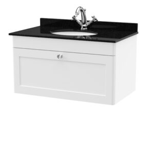 Nuie 800mm Wall Hung 1 Drawer Vanity & Marble Top 1TH CLC196BR1