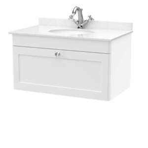 Nuie 800mm Wall Hung 1 Drawer Vanity & Marble Top 1TH CLC196WR1