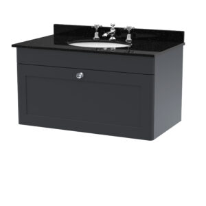 Nuie 800mm Wall Hung 1 Drawer Vanity & Marble Top 3TH CLC1496BR3