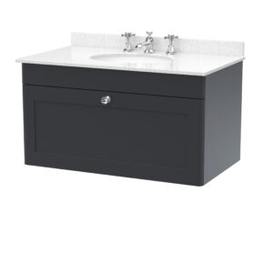 Nuie 800mm Wall Hung 1 Drawer Vanity & Marble Top 3TH CLC1496WR3