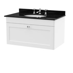 Nuie 800mm Wall Hung 1 Drawer Vanity & Marble Top 3TH CLC196BR3