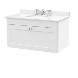 Nuie 800mm Wall Hung 1 Drawer Vanity & Marble Top 3TH CLC196WR3