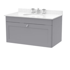 Nuie 800mm Wall Hung 1 Drawer Vanity & Marble Top 3TH CLC296WR3