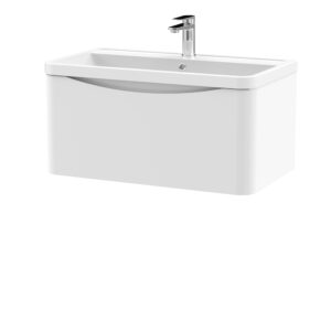 Nuie 800mm Wall Hung 1 Drawer Vanity & Polymarble Basin LUN106