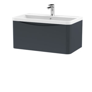 Nuie 800mm Wall Hung 1 Drawer Vanity & Polymarble Basin LUN1406