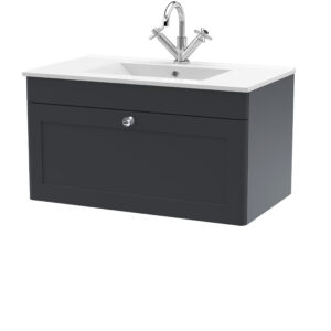 Nuie 800mm Wall Hung 2-Door Vanity with Basin - 1 Tap Hole CLC1496C
