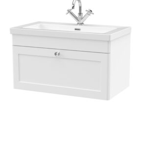 Nuie 800mm Wall Hung 2-Door Vanity with Basin - 1 Tap Hole CLC196L