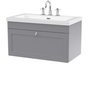 Nuie 800mm Wall Hung 2-Door Vanity with Basin - 3 Tap Hole CLC296M