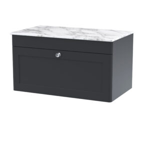 Nuie 800mm Wall Hung 2-Door Vanity with Marble Top CLC1496CMT