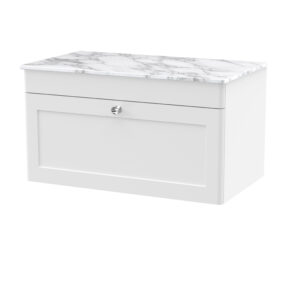 Nuie 800mm Wall Hung 2-Door Vanity with Marble Top CLC196CMT
