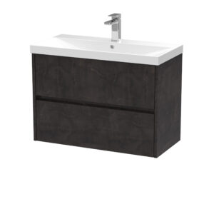 Nuie 800mm Wall Hung 2 Drawer Unit & Basin 3 HAV2606D