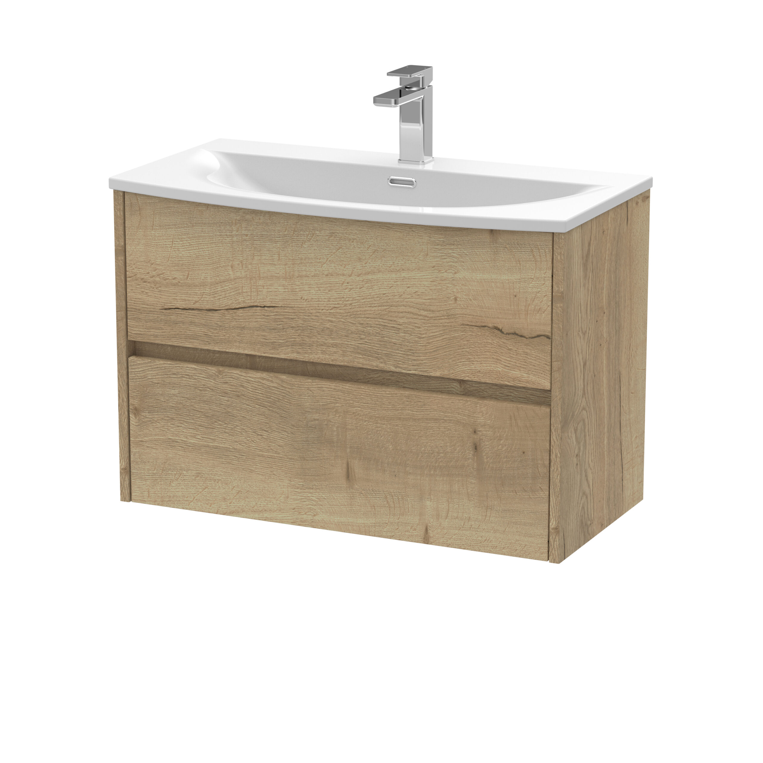 Nuie 800mm Wall Hung 2 Drawer Unit & Basin 4 HAV806G