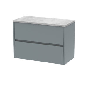 Nuie 800mm Wall Hung 2 Drawer Unit & Worktop HAV2306LBG