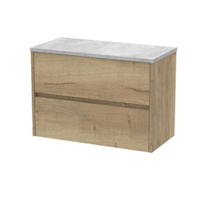 Nuie 800mm Wall Hung 2 Drawer Unit & Worktop HAV806LBG