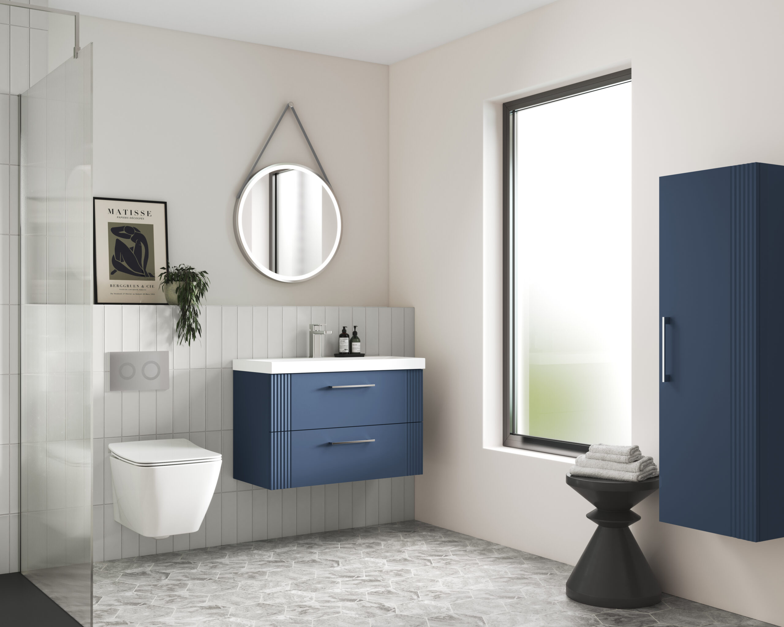 Nuie 800mm Wall Hung 2 Drawer Vanity & Basin 2 DPF395B - Image 2