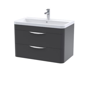 Nuie 800mm Wall Hung 2 Drawer Vanity & Ceramic Basin FPA1405A