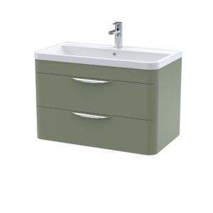 Nuie 800mm Wall Hung 2 Drawer Vanity & Ceramic Basin FPA805A