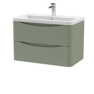 Nuie 800mm Wall Hung 2 Drawer Vanity & Ceramic Basin LUN804A