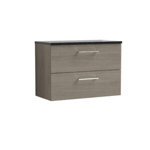Nuie 800mm Wall Hung 2 Drawer Vanity & Laminate Top ARN2526LSB
