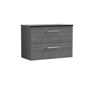 Nuie 800mm Wall Hung 2 Drawer Vanity & Laminate Top ARN526LSB