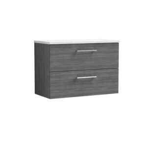 Nuie 800mm Wall Hung 2 Drawer Vanity & Laminate Top ARN526LSW