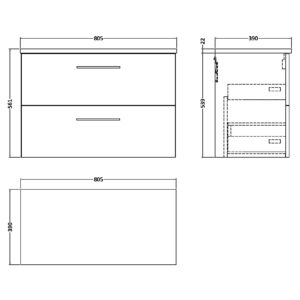 Nuie-800mm-Wall-Hung-2-Drawer-Vanity-Laminate-Top-ARN826LSW-3