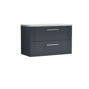 Nuie 800mm Wall Hung 2 Drawer Vanity & Laminate Top DPF1495LBG