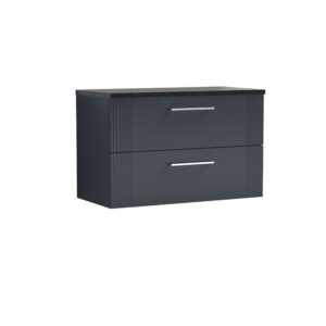 Nuie 800mm Wall Hung 2 Drawer Vanity & Laminate Top DPF1495LSB