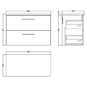 Nuie-800mm-Wall-Hung-2-Drawer-Vanity-Laminate-Worktop-ARN1426LCM-3