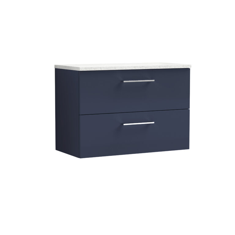 Nuie 800mm Wall Hung 2-Drawer Vanity & Laminate Worktop ARN2926LSW