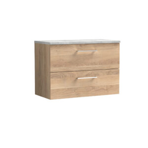 Nuie 800mm Wall Hung 2-Drawer Vanity & Laminate Worktop ARN3026LBG