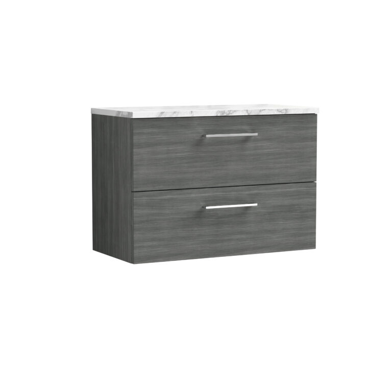 Nuie 800mm Wall Hung 2-Drawer Vanity & Laminate Worktop ARN526LCM