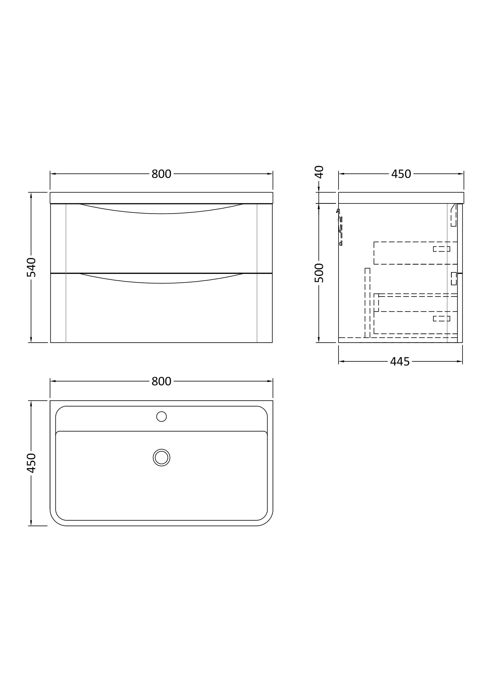 Nuie 800mm Wall Hung 2 Drawer Vanity & Polymarble Basin LUN1404 - Image 4