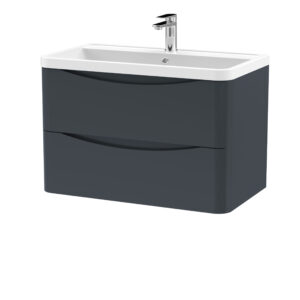 Nuie 800mm Wall Hung 2 Drawer Vanity & Polymarble Basin LUN1404