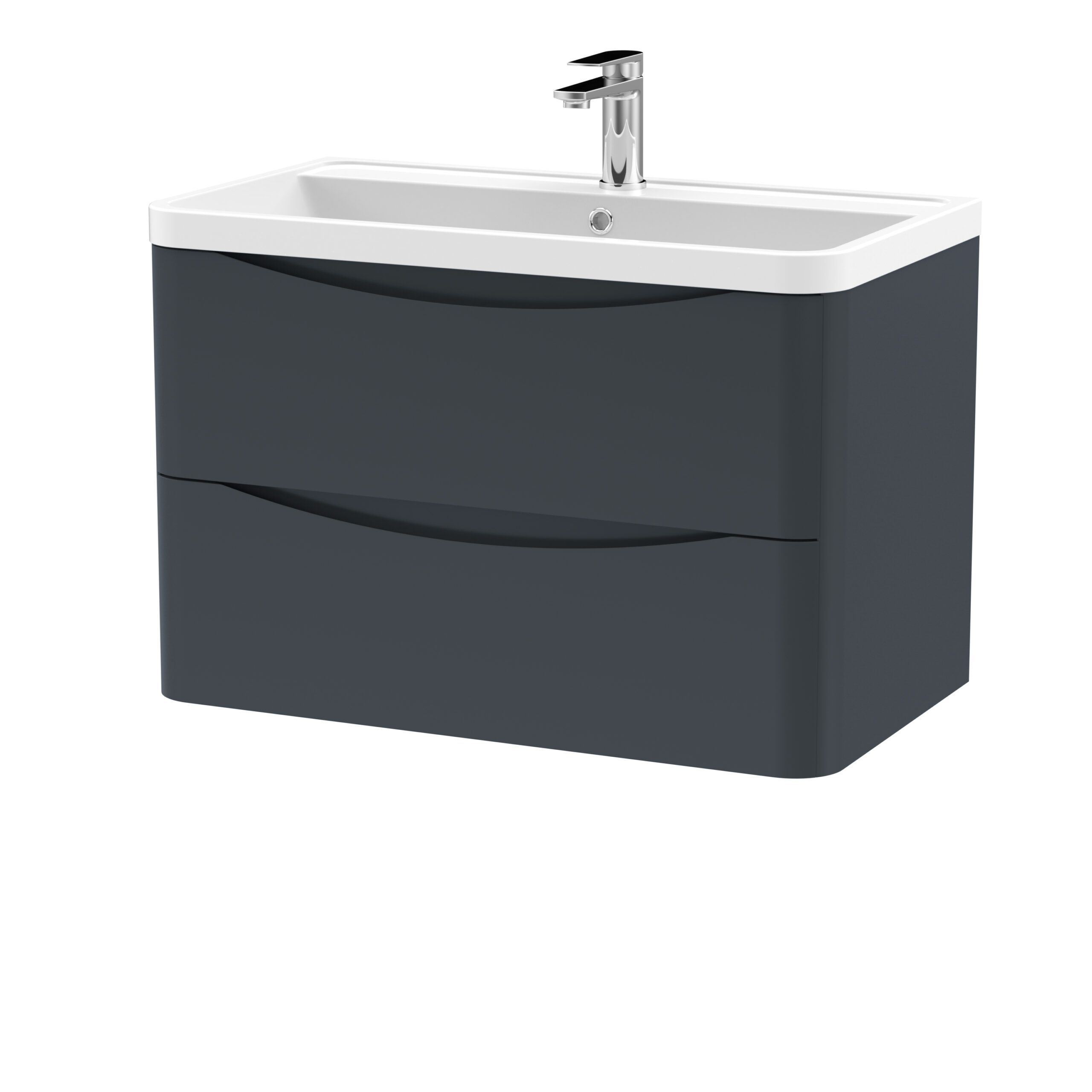 Nuie 800mm Wall Hung 2 Drawer Vanity & Polymarble Basin LUN1404