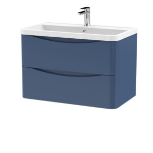 Nuie 800mm Wall Hung 2 Drawer Vanity & Polymarble Basin LUN304