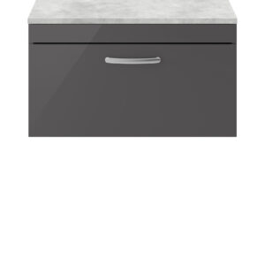 Nuie 800mm Wall Hung Cabinet With Grey Worktop ATH080LBG