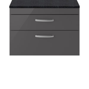 Nuie 800mm Wall Hung Cabinet With Sparkling Black Worktop ATH081LSB