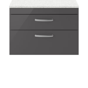 Nuie 800mm Wall Hung Cabinet With Sparkling White Worktop ATH081LSW