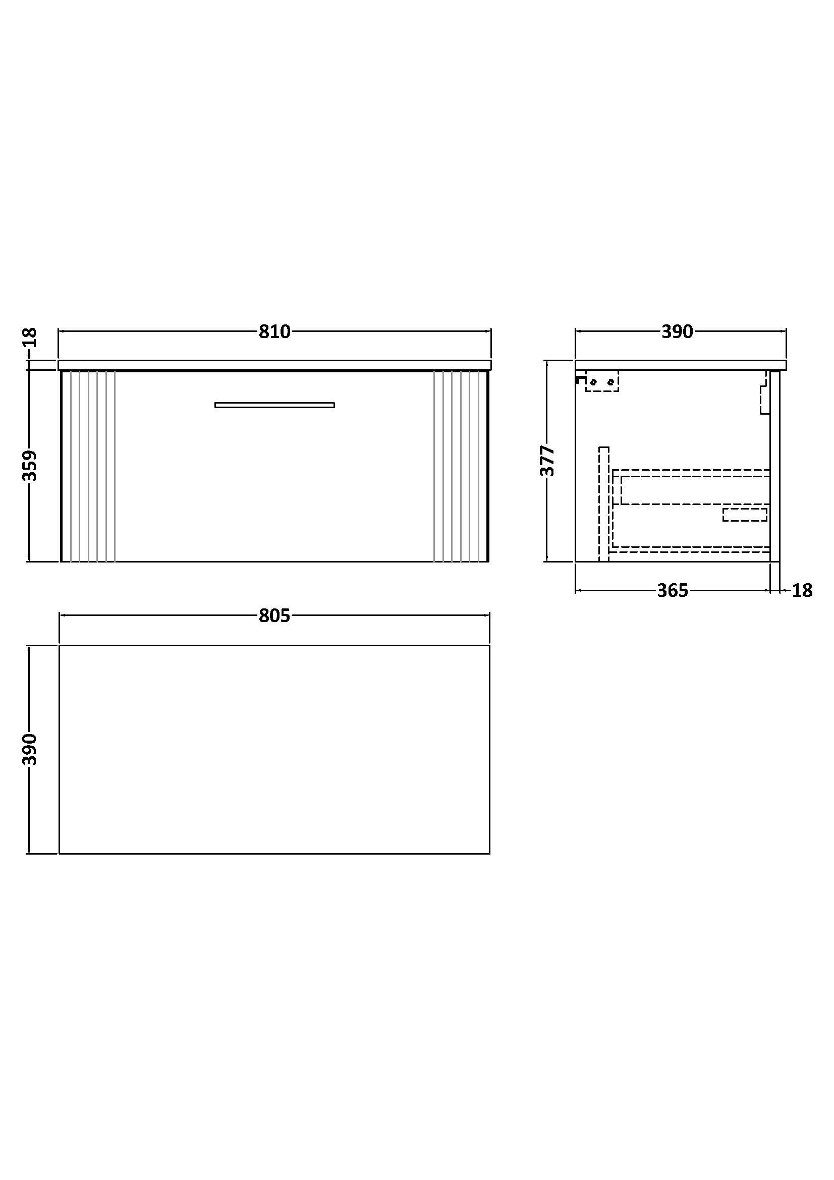 Nuie 800mm Wall Hung Single Drawer Vanity & Worktop DPF1496W - Image 2