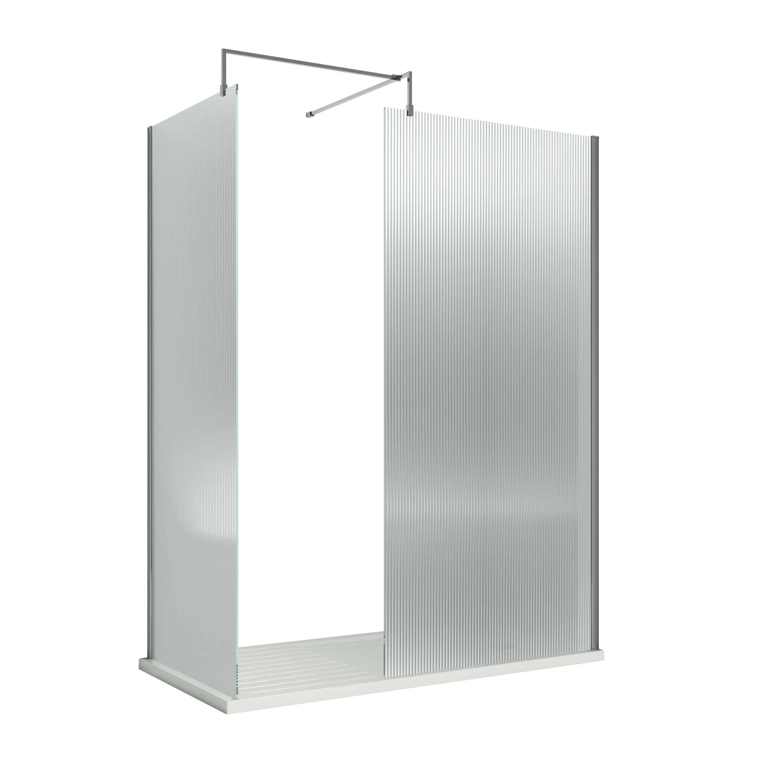 Nuie 900mm Fluted Wetroom Screen with Support Bar WRFL18590 - Image 3