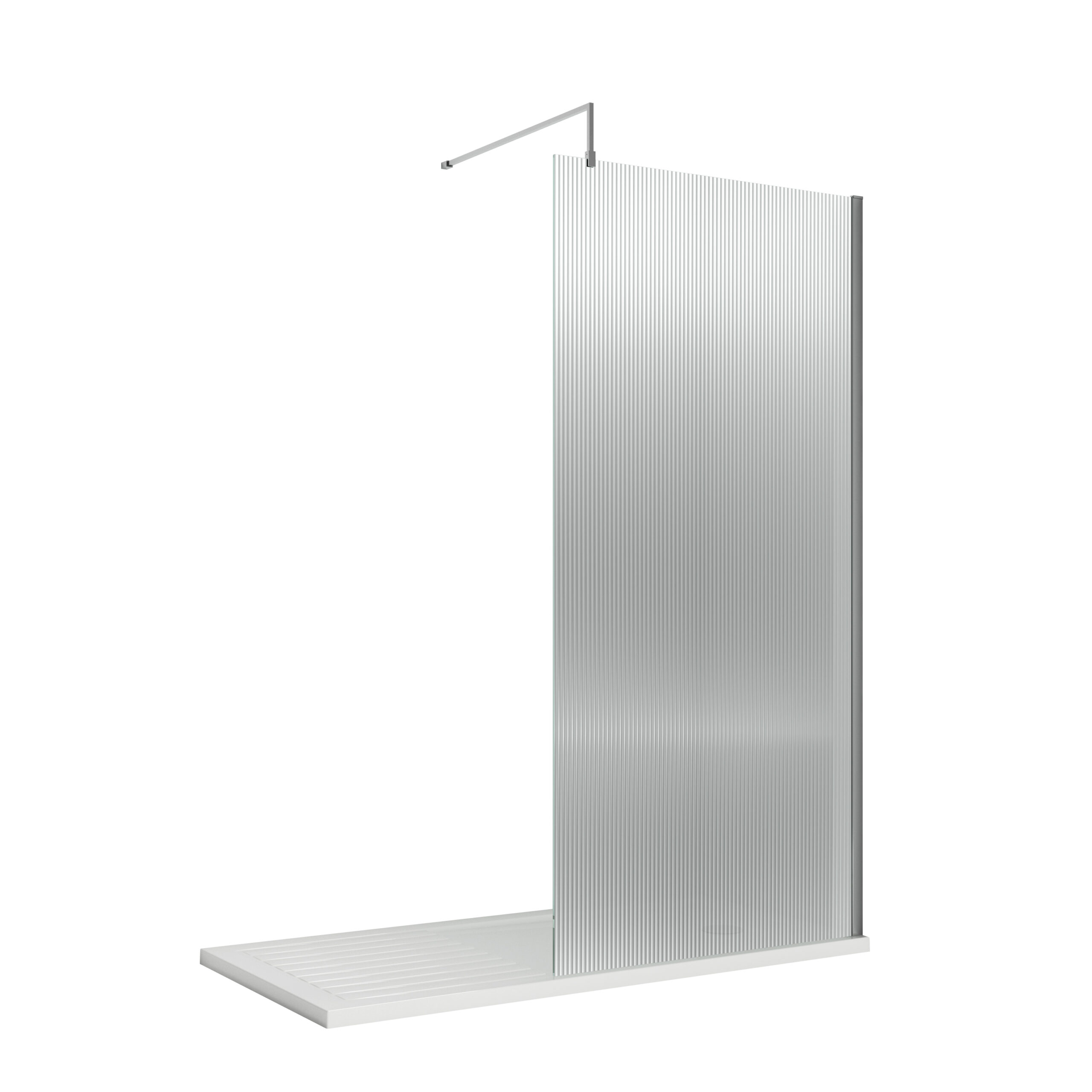 Nuie 900mm Fluted Wetroom Screen with Support Bar WRFL18590