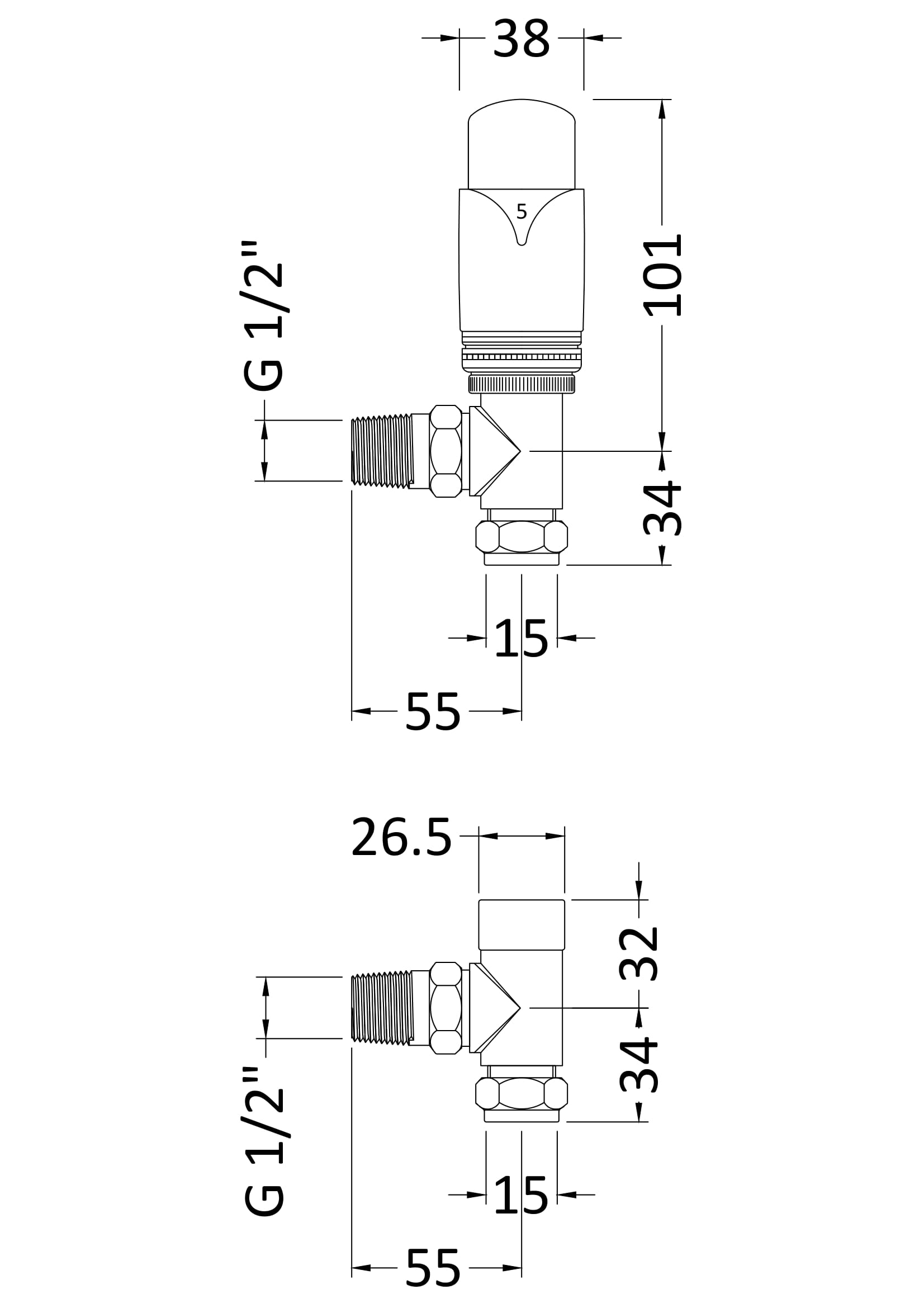Nuie Angled Thermostatic Radiator Valve Pack HT315 - Image 2